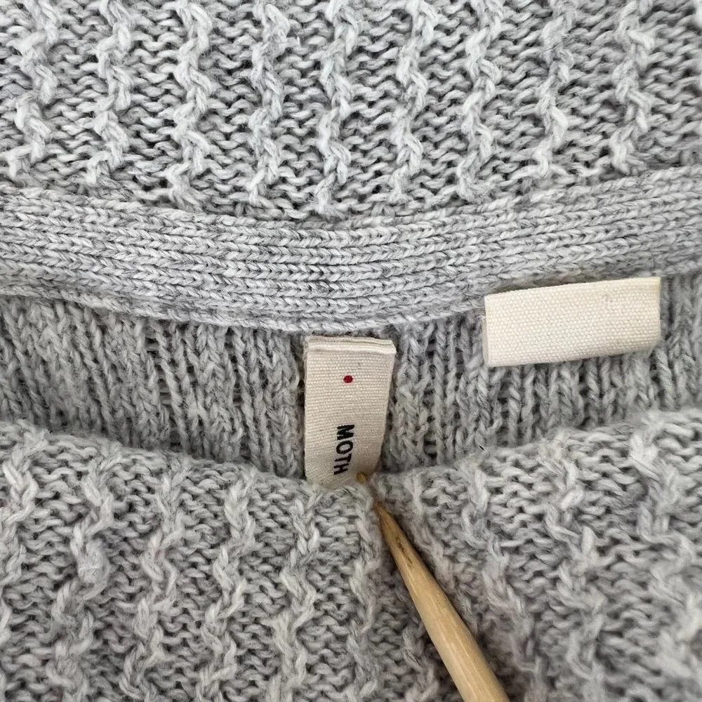 Anthropologie MOTH Cowl Neck Sweater, Light Grey, Cotton/Cashmere Blend,‎ Small